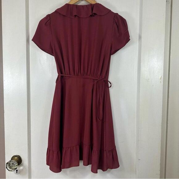 Aritzia Sunday Best Ruffle Wrap Mini Dress Adjustable Tie - Picture 5 of 10